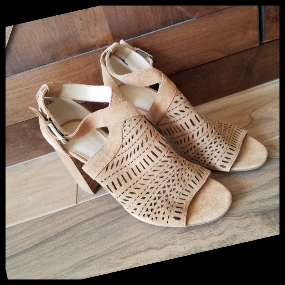 Marc Fisher geela tan chunky heel sandals  9.5 - Picture 6 of 10